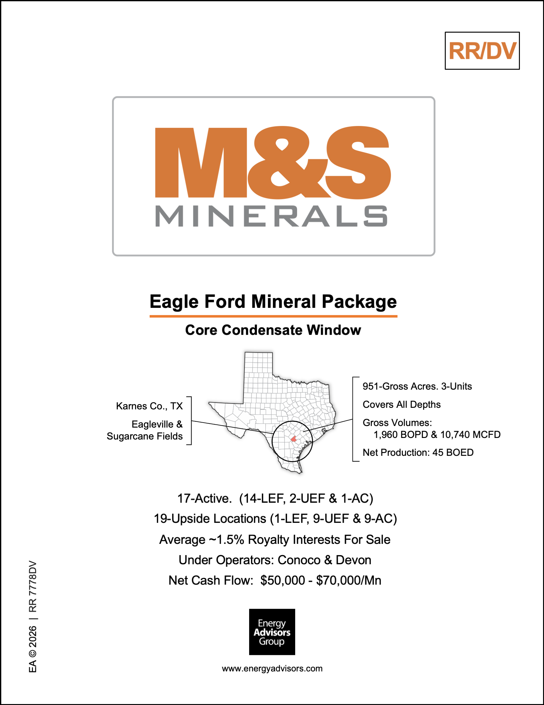 EAGLE FORD MINERALS FOR SALE - Energy Advisors Group EAGLE FORD MINERALS FOR SALE